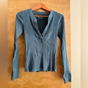 Aerie thermal style henley, teal, NWT